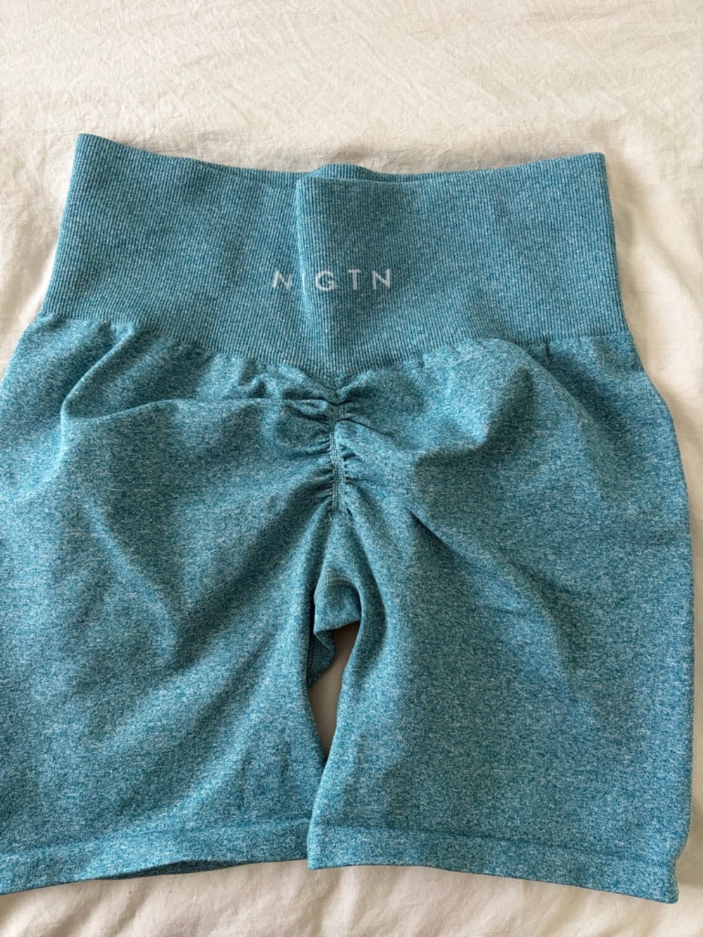 NVGTN Teal High-Waist Scrunch Athletic Shorts